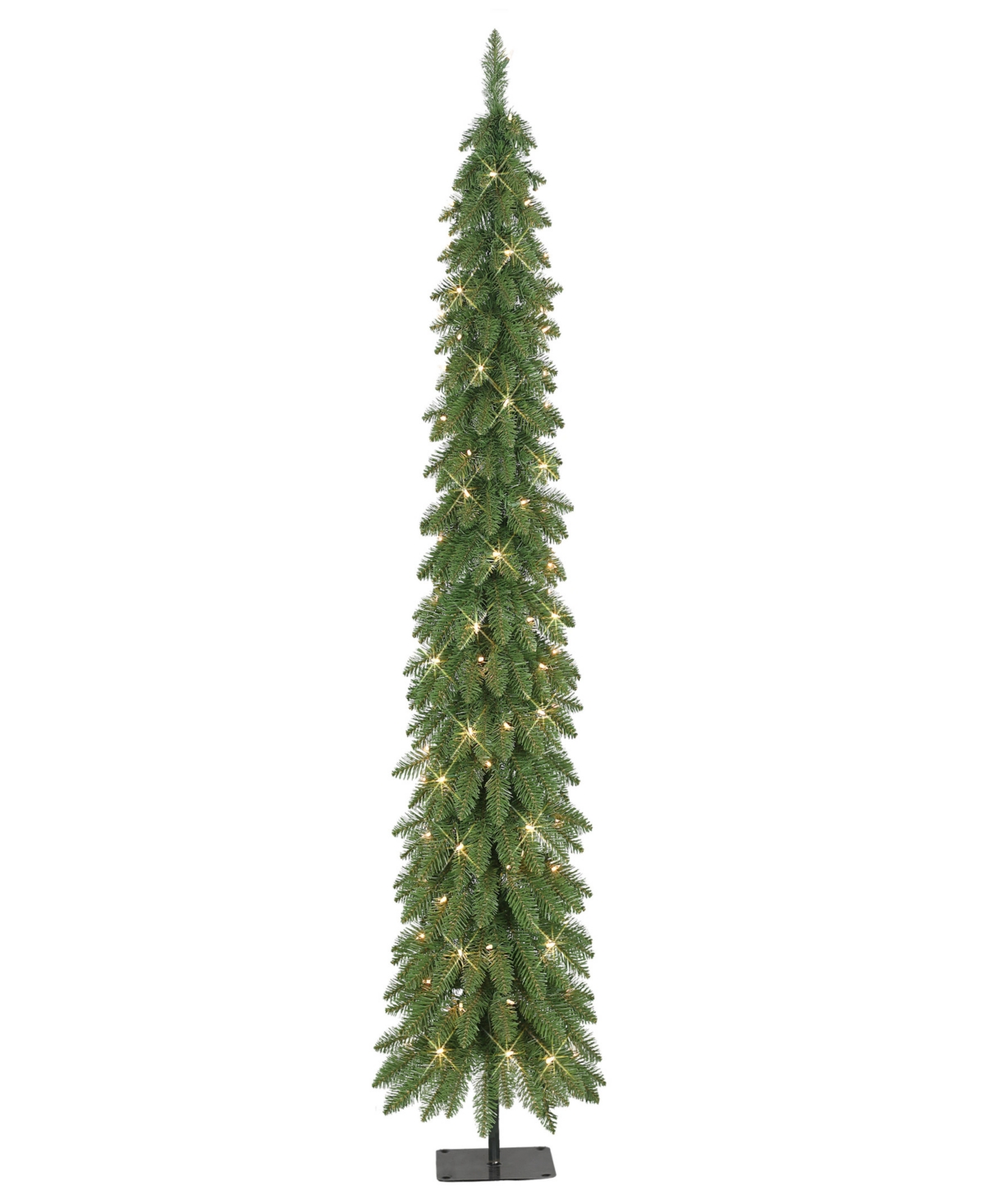 Puleo 6' Pre-lit Alpine Artificial Pencil Tree In Green