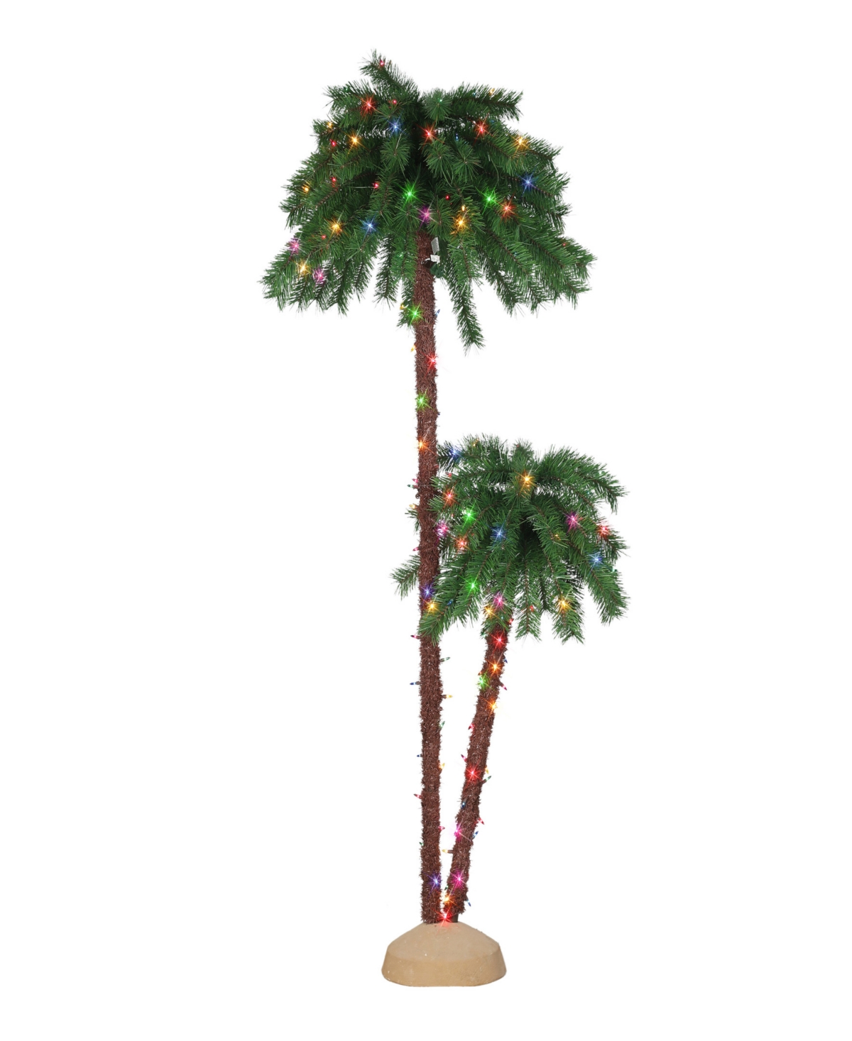 Puleo 3.5' 6' Pre-lit Light Double Trunk Artificial Palm Tree In Green