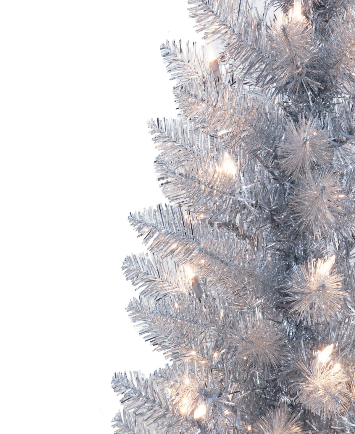 Puleo 4.5' Pre-lit Tinsel Artificial Tree In Silver