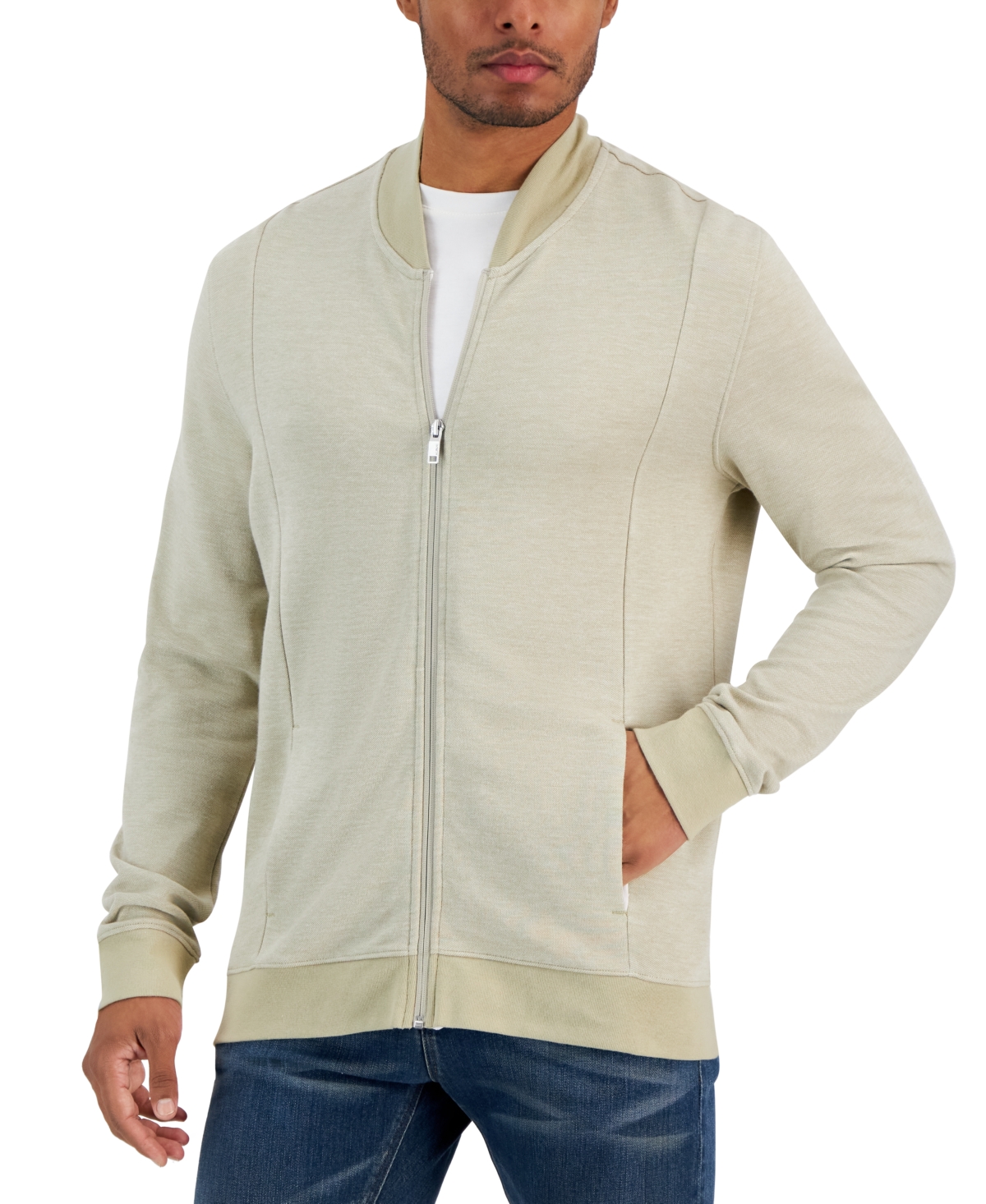 Alfani Men's Zip-front Sweater Jacket, Created For Macy's In Twill Combo