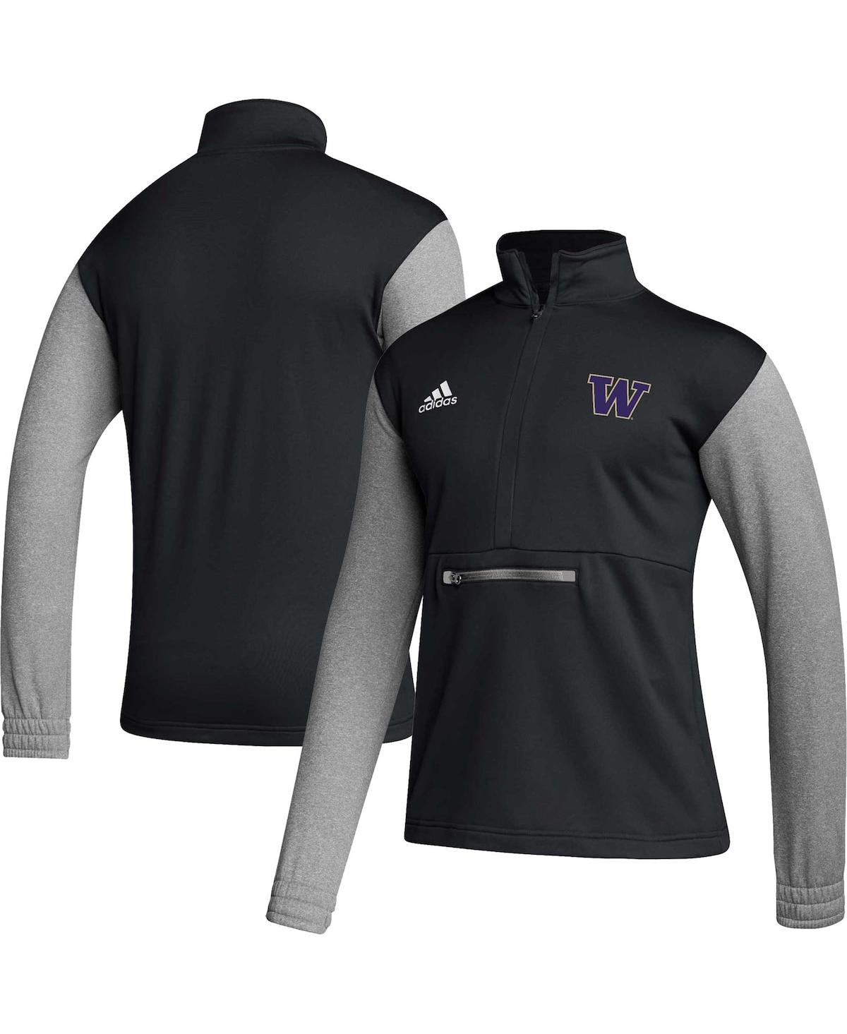 Men's adidasWashington Huskies Team Issue Aeroready Quarter-Zip Jacket - Black