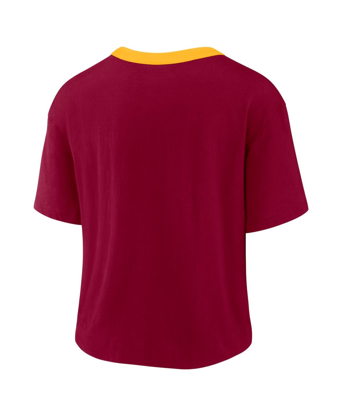 Nike Burgundy Washington Commanders High Hip Fashion Cropped Top In Burgundy