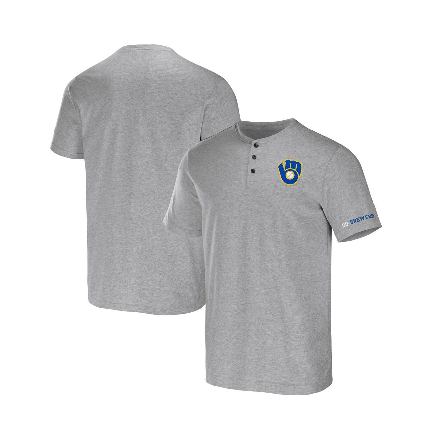 Мужская футболка Fanatics Darius Rucker Collection by Heather Gray Milwaukee Brewers Henley — фото 4