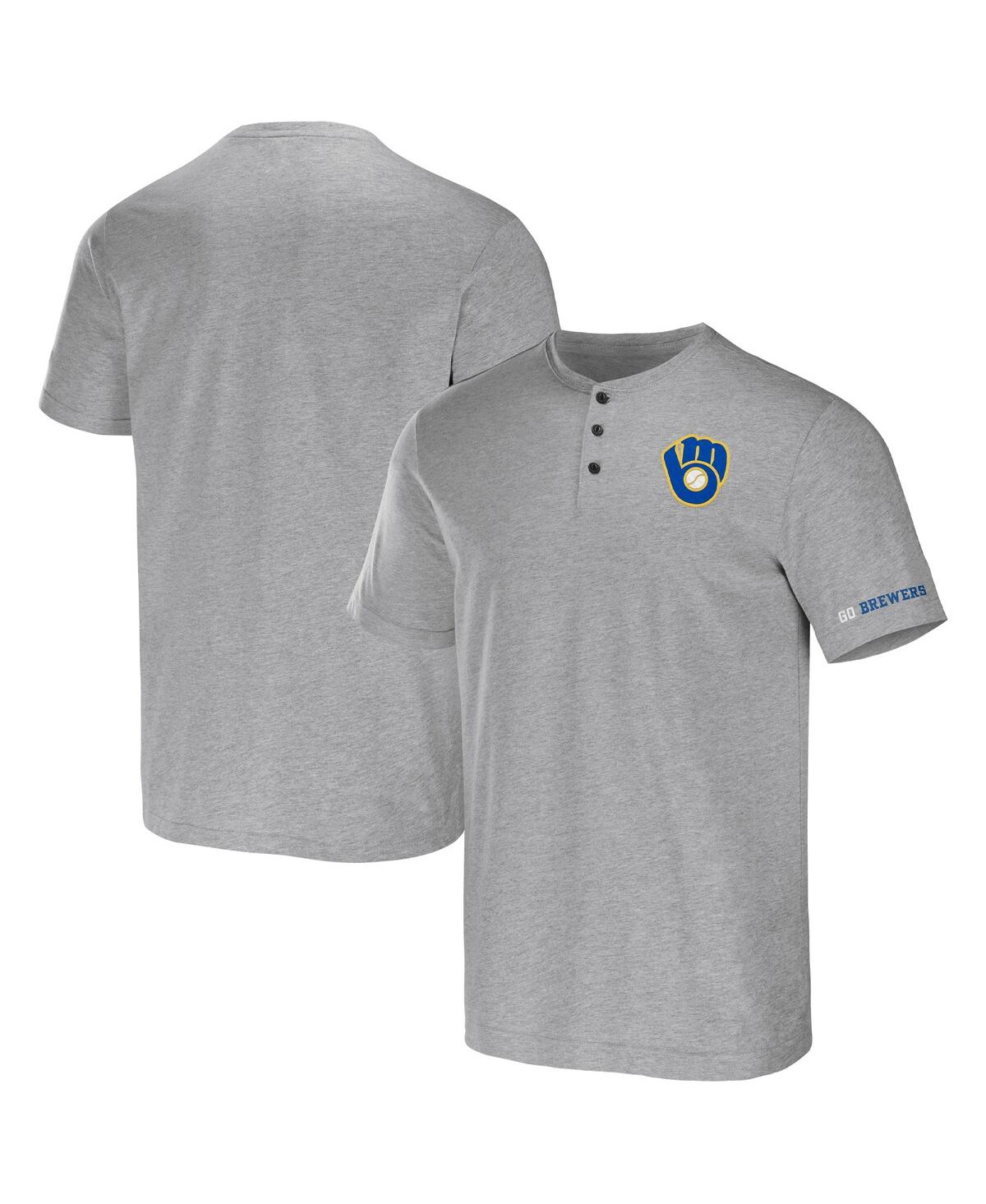 Fanatics Men's Darius Rucker Collection By  Heather Gray Milwaukee Brewers Henley T-shirt In Heather Gray