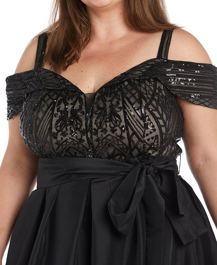 A-Line Cold Shoulder Plus Size Gown