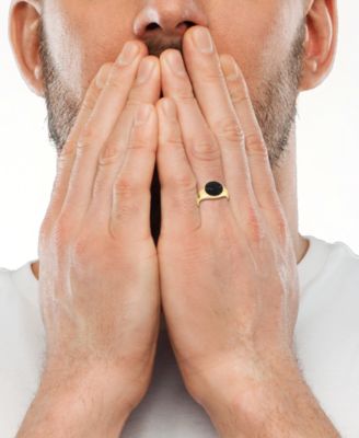 EFFY&reg; Men's Black Spinel Cluster Ring (7/8 ct. t.w.) in 14k Gold-Plated Sterling Silver