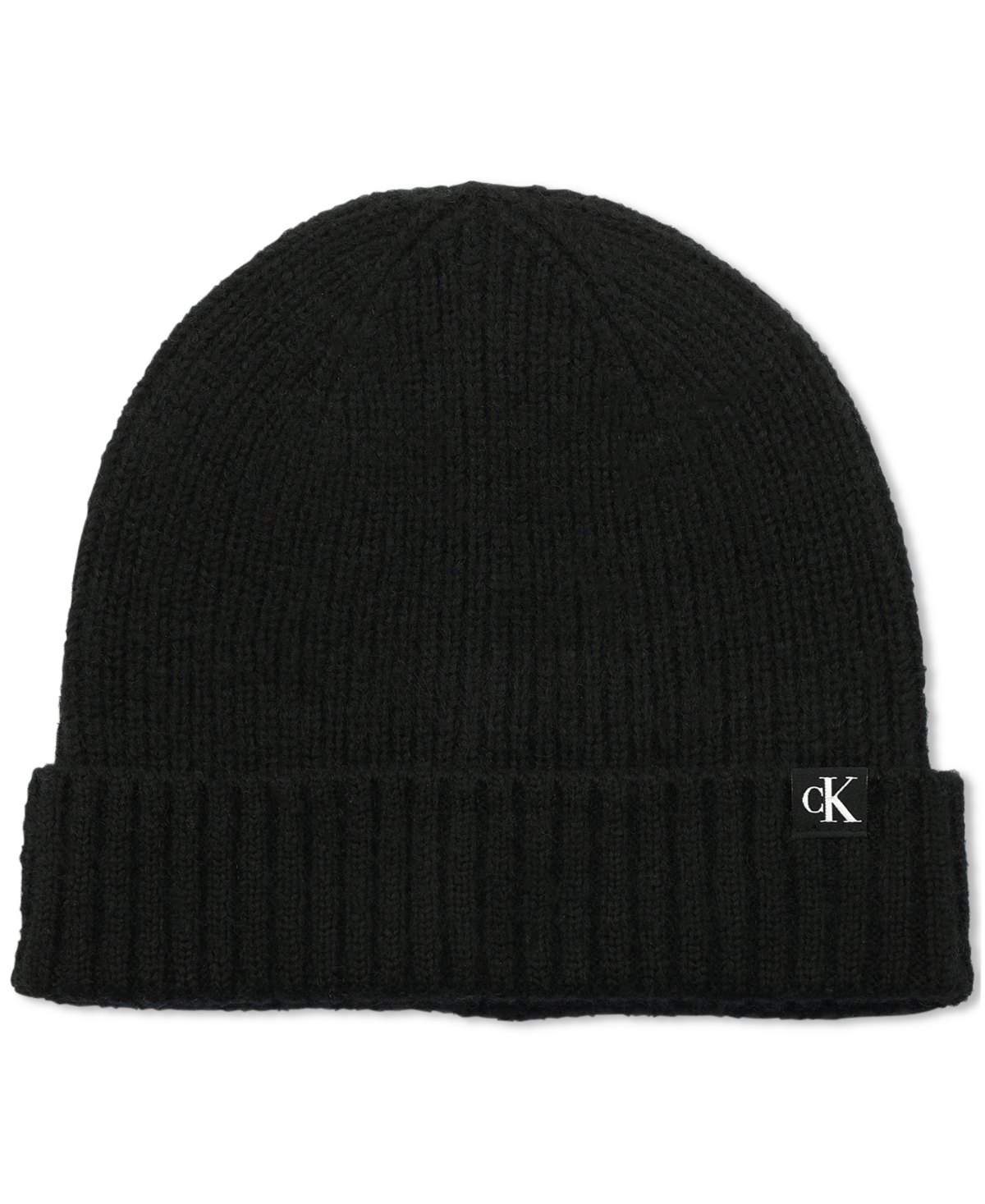 Calvin Klein Logo-embroidered Ribbed-knit Beanie In Black