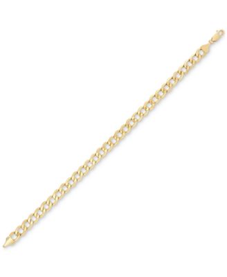 Lightweight Men's Beveled Curb Link Chain Bracelet in 10k Gold