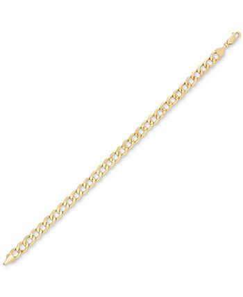Italian Gold - Men's Beveled Curb Link Chain Bracelet in Italian 10k Gold