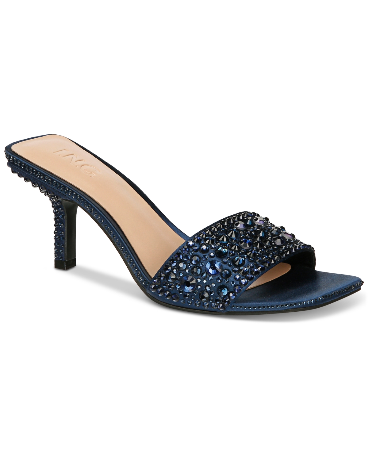 Inc International Concepts Galle Slide Dress Sandals, Created For Macy's In Navy Bling
