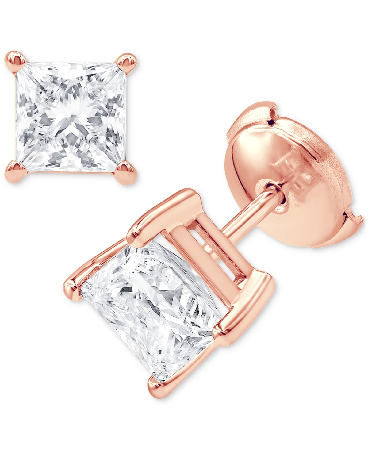 Badgley Mischka Certified Lab Grown Diamond Princess Stud Earrings (3 Ct. T.w.) In 14k Gold In Rose Gold
