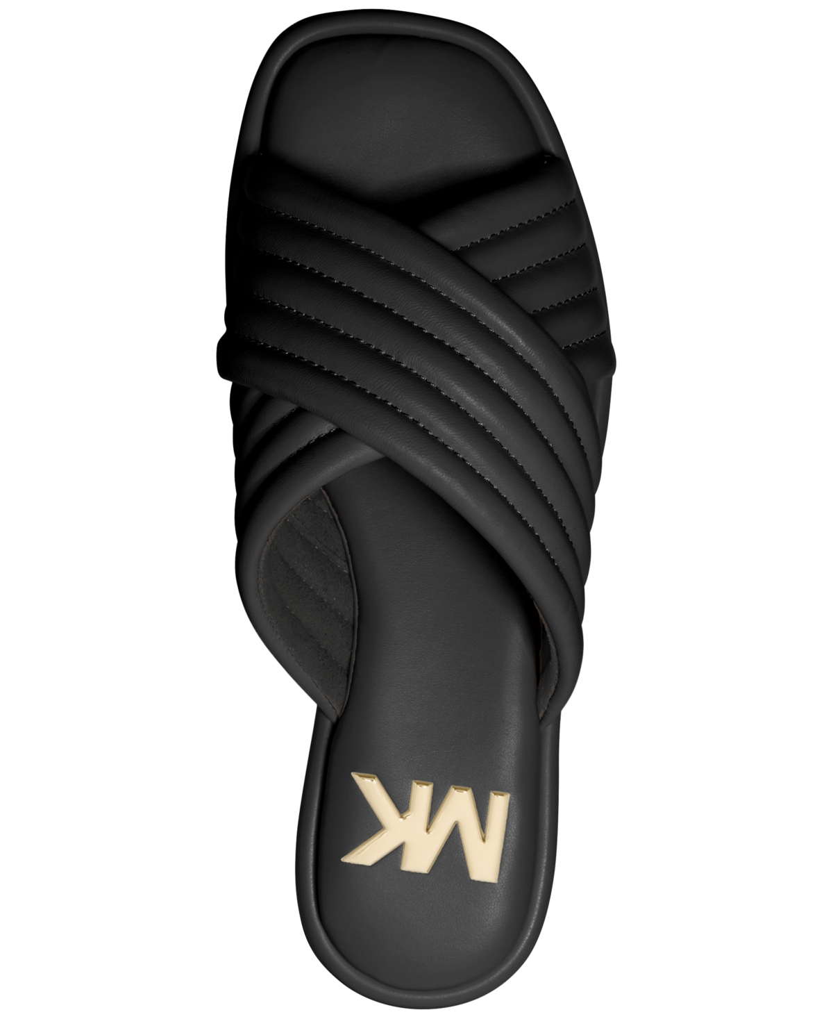 Shop Michael Kors Michael  Portia Slip-on Crisscross Quilted Slide Sandals In Light Cream