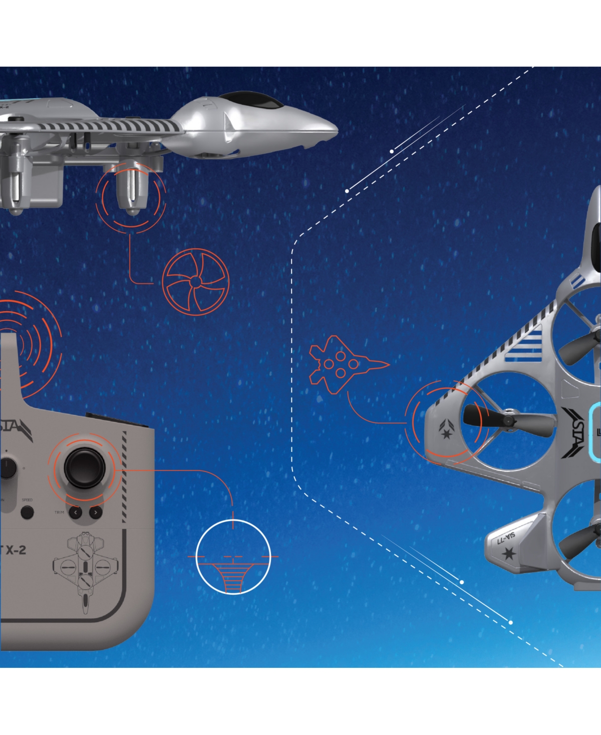 Sharper Image X-treme Jet X-2 High-performance Remote Control Drone In Gray