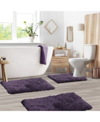 Ultra Soft Non Slip Shaggy 3 Piece Bath Rug, Small, Medium & Contour