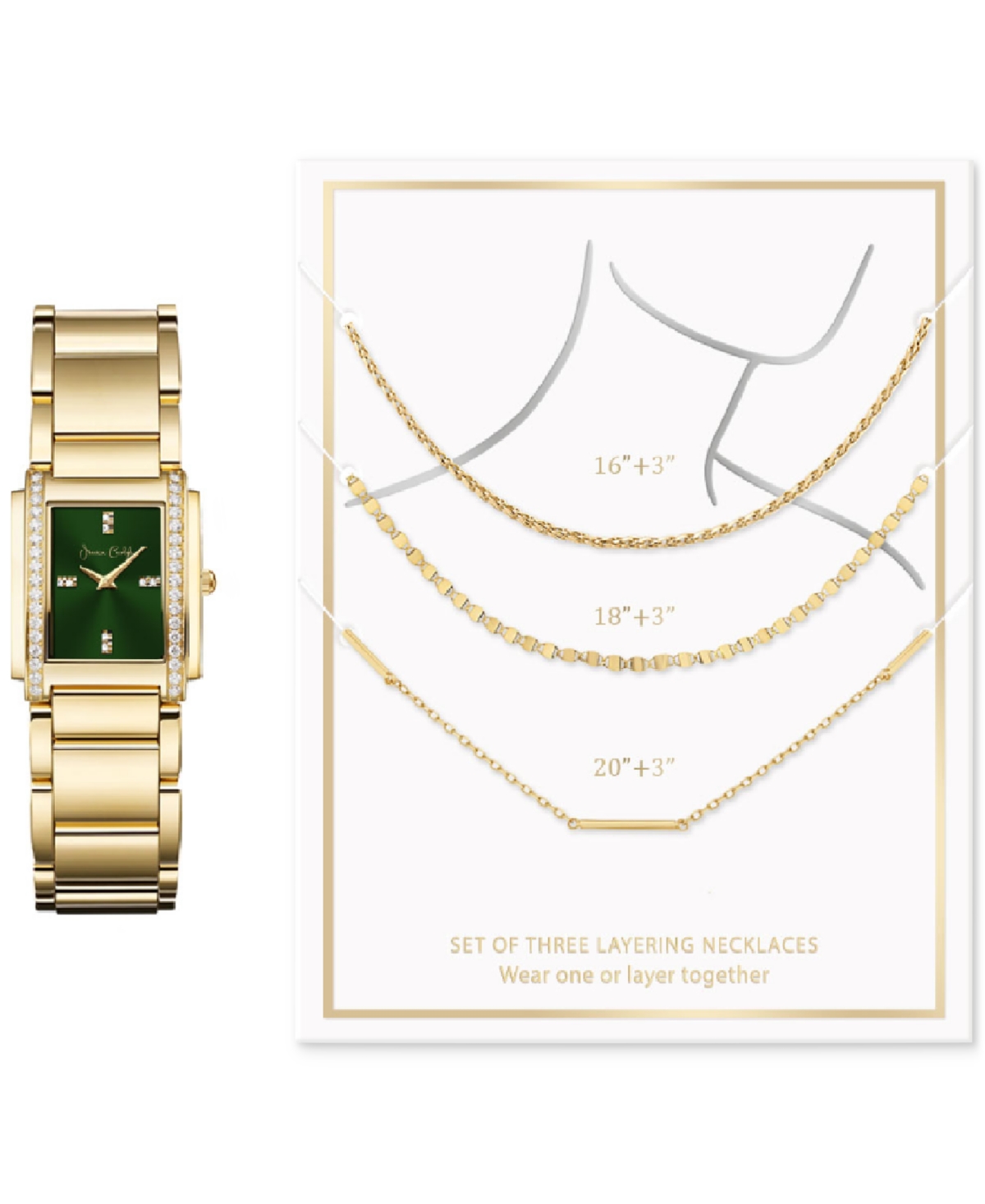 Women's Gold-Tone Bracelet Watch 25mm & 3-Pc. Necklace Gift Set - Gold