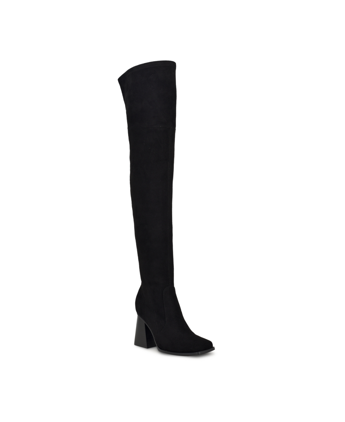 Women's Begone Block Heel Over the Knee Dress Boots - Black- Faux Suede