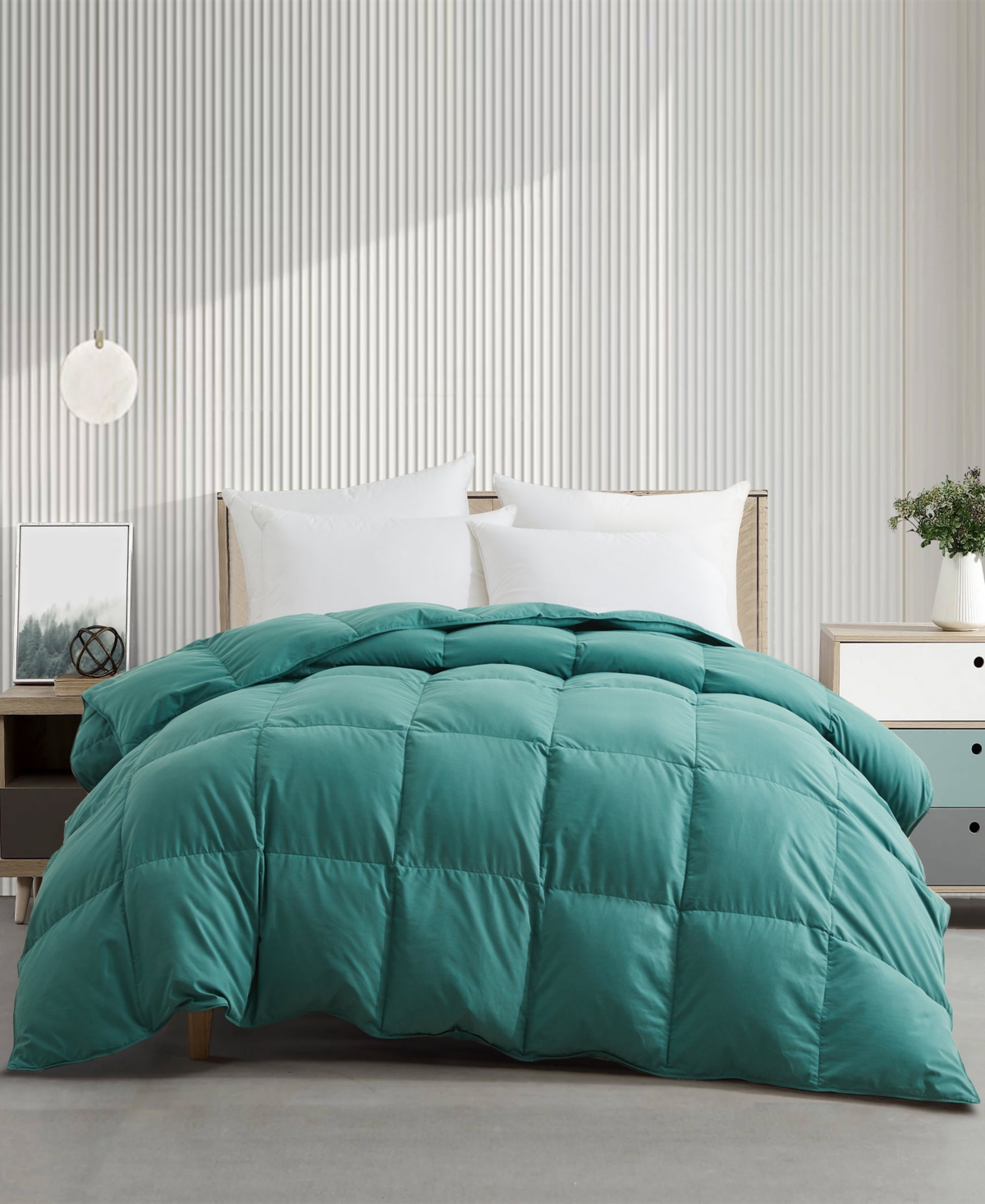 Unikome Cozy 360tc All Season Down Feather Fiber Comforter, Full/queen In Green