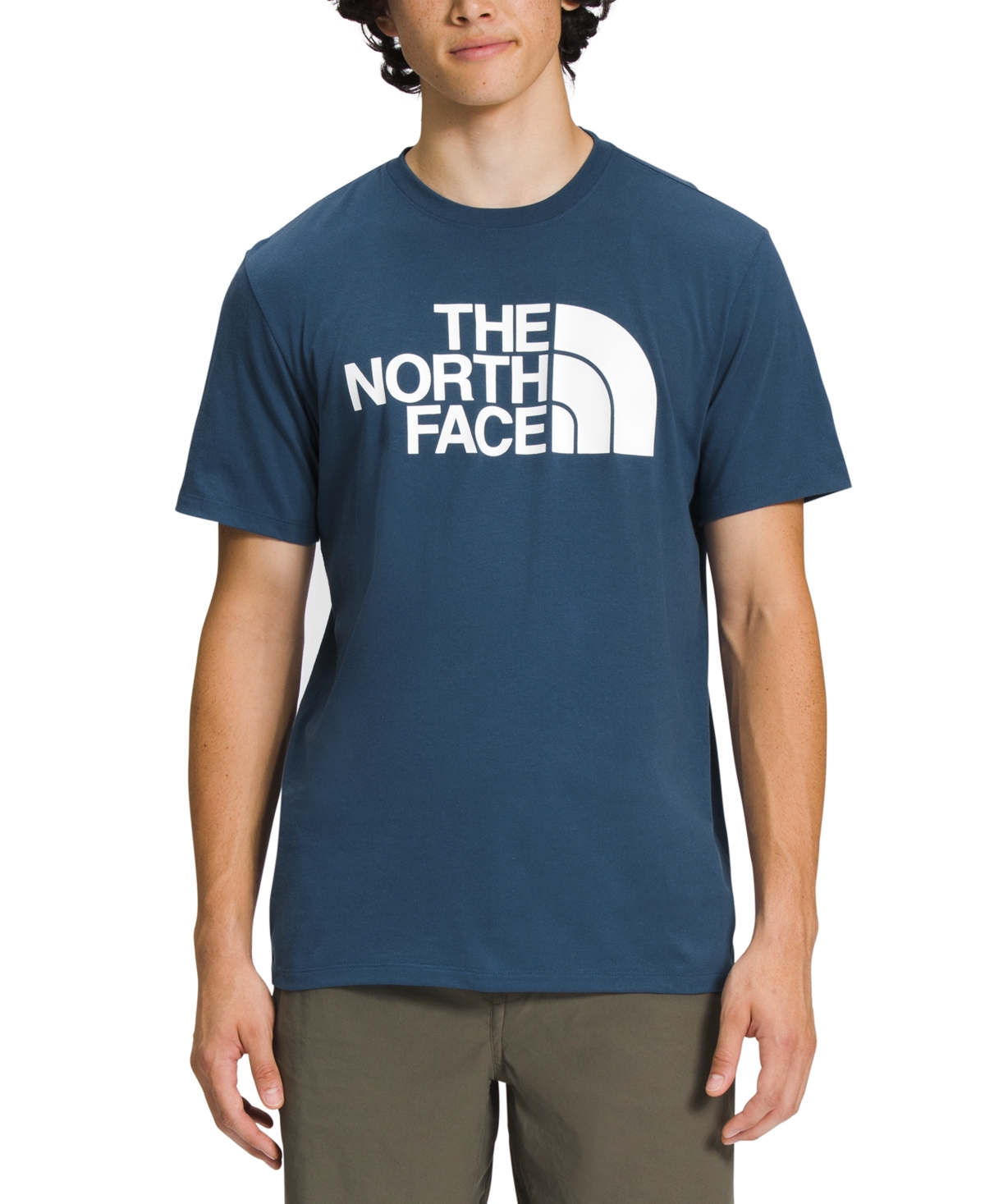 Shop The North Face Men's Half-dome Logo T-shirt In Shady Blue,tnf White