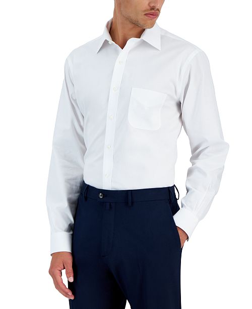 alfani B By Brooks Brothers Men’s Regular Fit Non-Iron Spread Collar Solid Pinpoint Dress Shirt Men's Fashion & Accessories