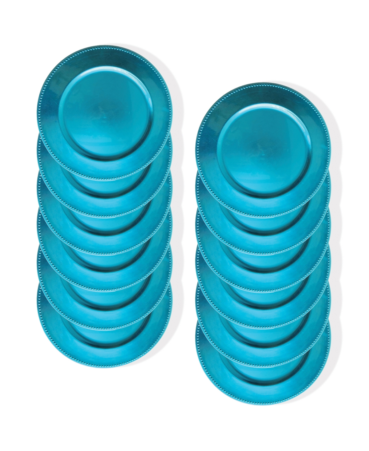 American Atelier Beaded Round Charger Plate 12 Piece Dinnerware Set, Service For 12 In Blue
