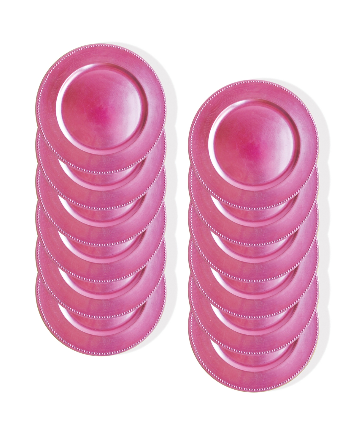 American Atelier Beaded Round Charger Plate 12 Piece Dinnerware Set, Service For 12 In Pink