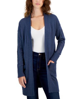 Pink Rose - Juniors' Longline Patch Pocket Cardigan