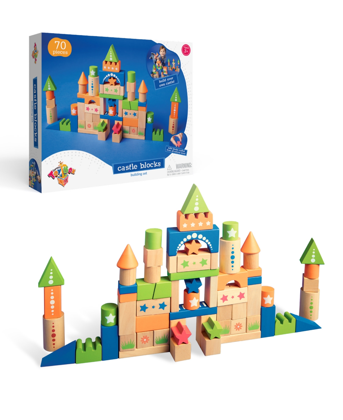Geoffrey's Toy Box Kids' Castle 70 Pieces Blocks Building Set, Created For Macy's In Pastel Brown