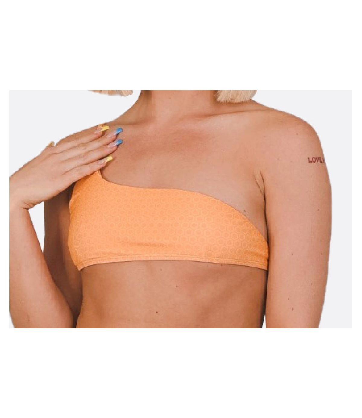 Oosc Women's Tangerine Squeeze Cold Shoulder Bikini Top