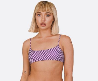 Women's Checkmate Lace Up Crop Bikini Top