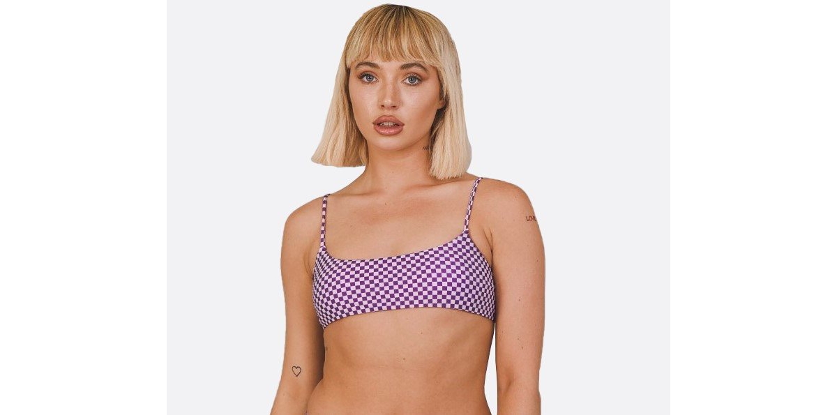 Oosc Women's Checkmate Lace Up Crop Bikini Top