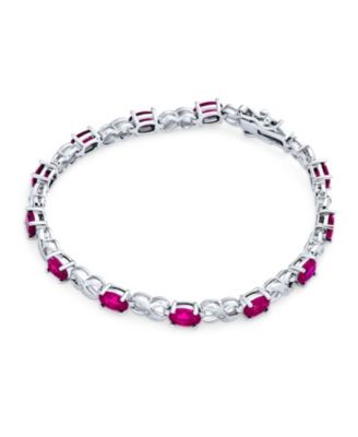 9CT Cubic Zirconia Pink Oval CZ Romantic Love Knot Symbol Milgrain Infinity Tennis Bracelet Rose Plated