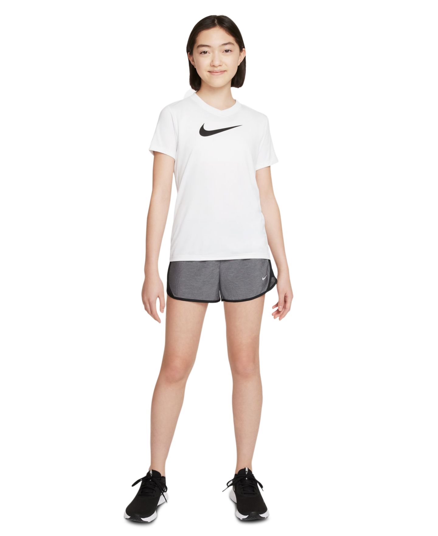 Шорты Nike Dri-Fit Tempo Running Shorts для девочек, цвет: Чёрный меланжевый — фото 1