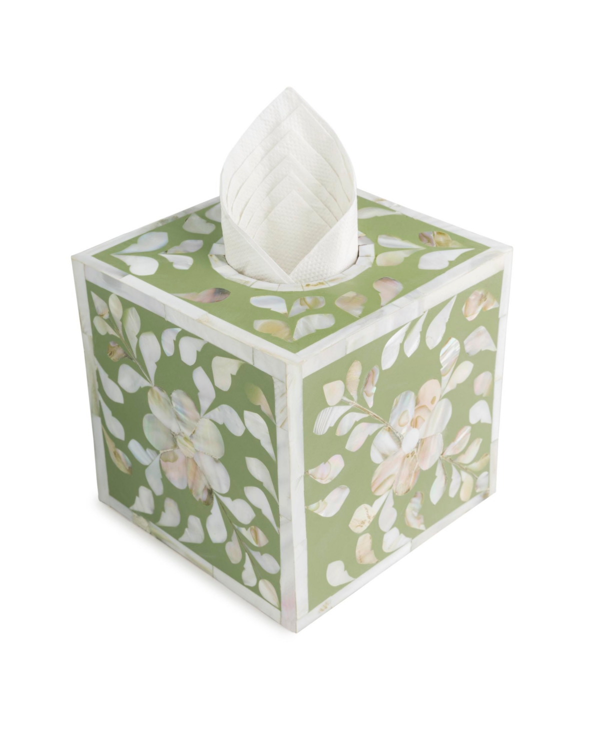 Jodhpur Mother of Pearl Tissue Box Cover, Small - Dark Red