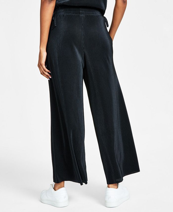 Bar III Women's Knit Plisse Wide-Leg Pants, Created for Macy's - Macy's