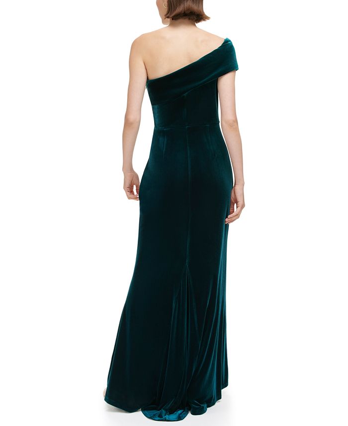 Eliza J Women's One-Shoulder Stretch Velvet Gown - Macy's