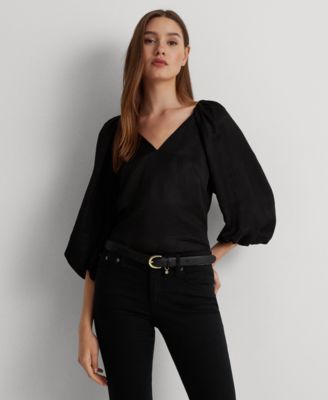 Lauren Ralph Lauren - Women's Satin Shantung Bubble-Sleeve Blouse