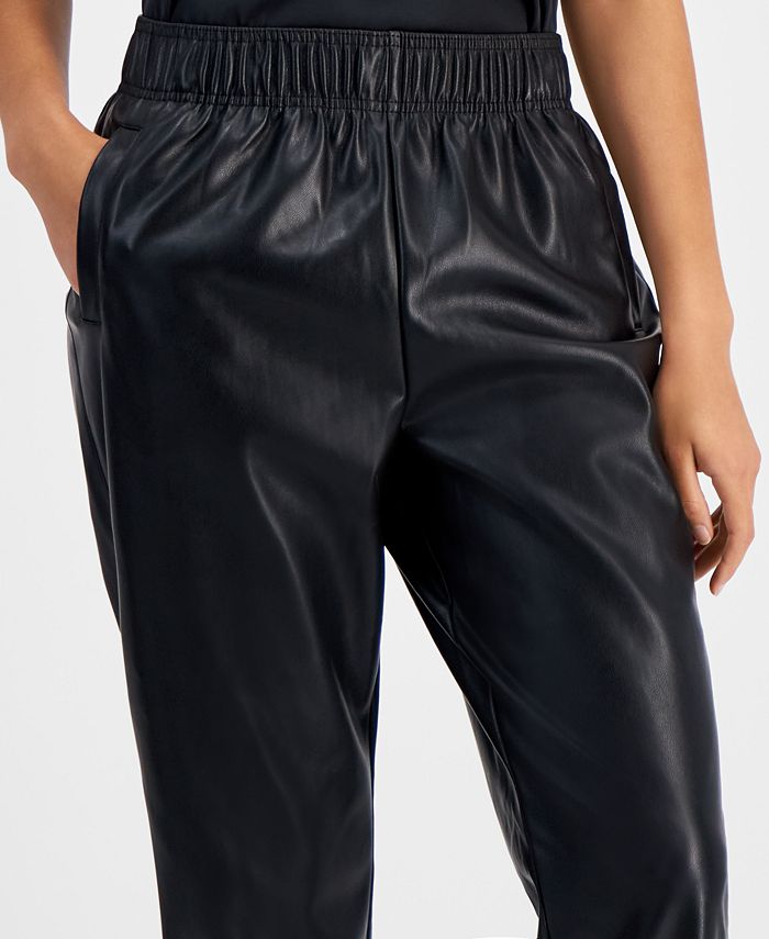 Avec Les Filles Women's Faux-Leather Ankle-Zip Jogger Pants - Macy's