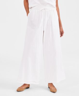 Petite Gauze Wide-Leg Pull-On Pants, Created for Macy's
