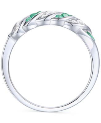 Emerald (1/5 ct. t.w.) & Diamond (1/5 ct. t.w.) Swirl Band in Sterling Silver (Also in Ruby & Sapphire)