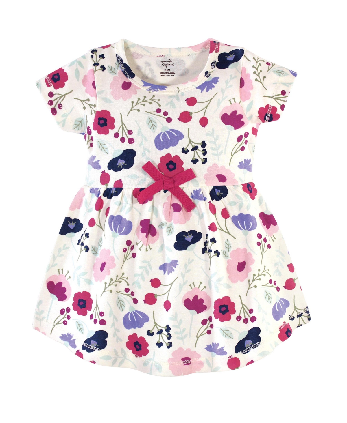 Touched by Nature Toddler Girls Organic Cotton Short-Sleeve Dresses 2pk,- Pink botanical