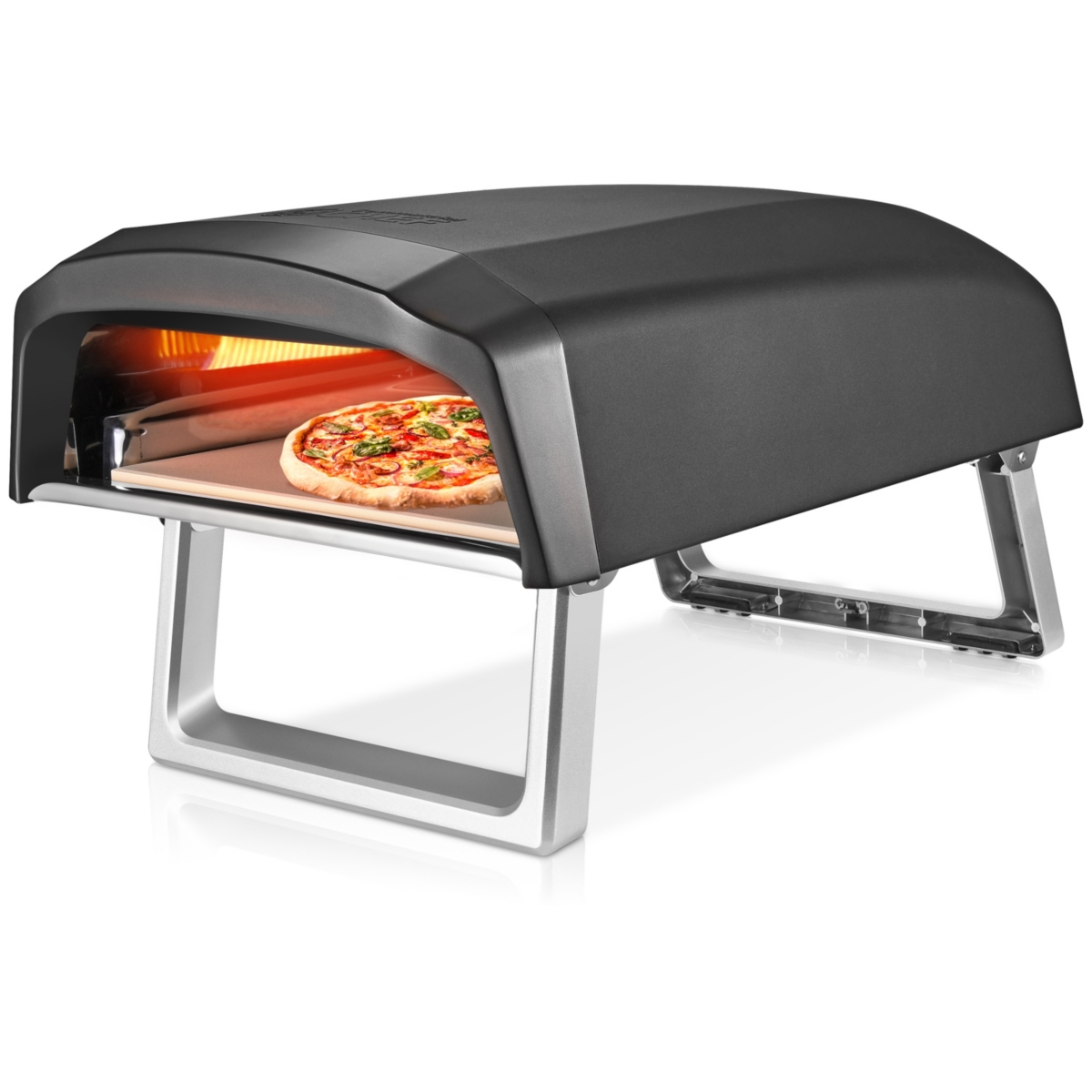Outdoor Gas Pizza Oven with Dual L-Shaped Burner - Black