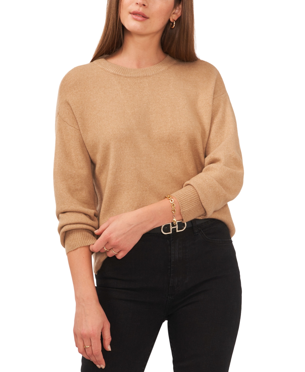 Shop 1.state Women's Long Sleeve Cozy Wrap Back Sweater In Latte Heather