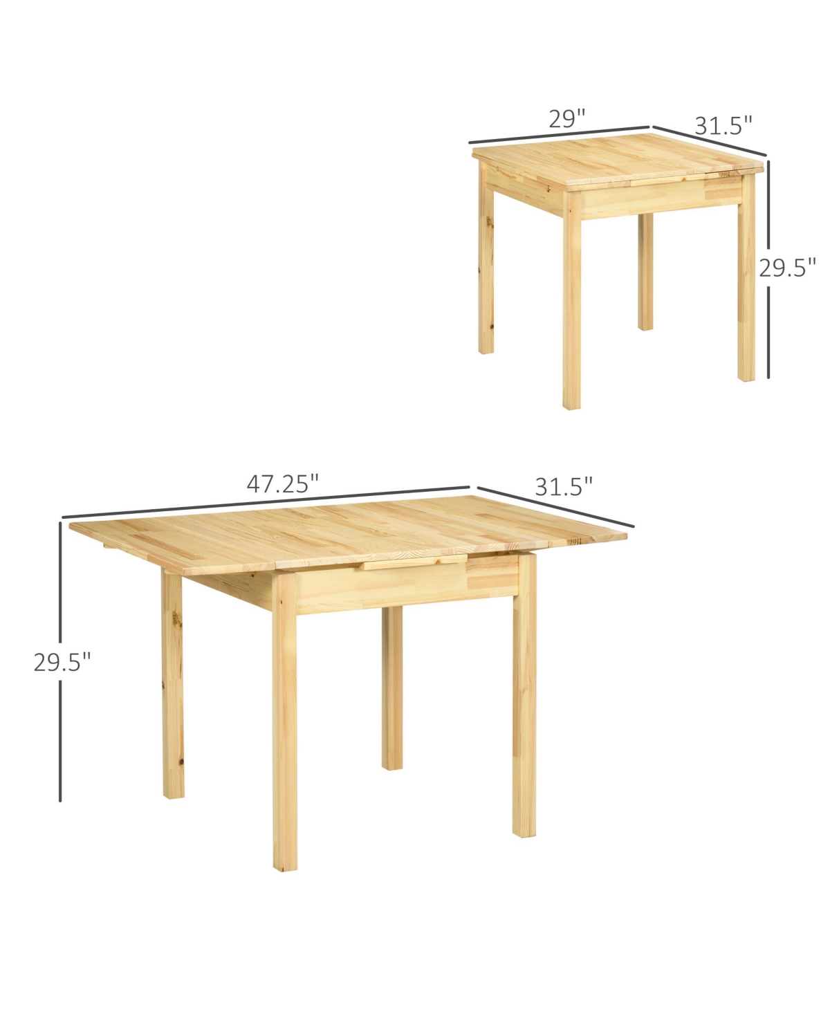 Homcom Folding Dining Table with Drop Leaf,- Natural