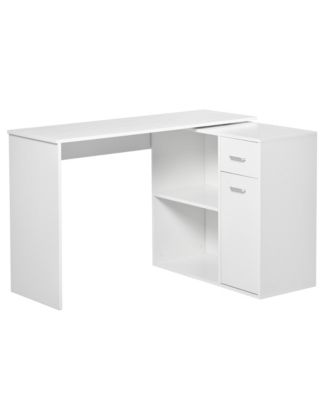 HOMCOM L Shaped Computer Desk with Storage Shelves Home Office