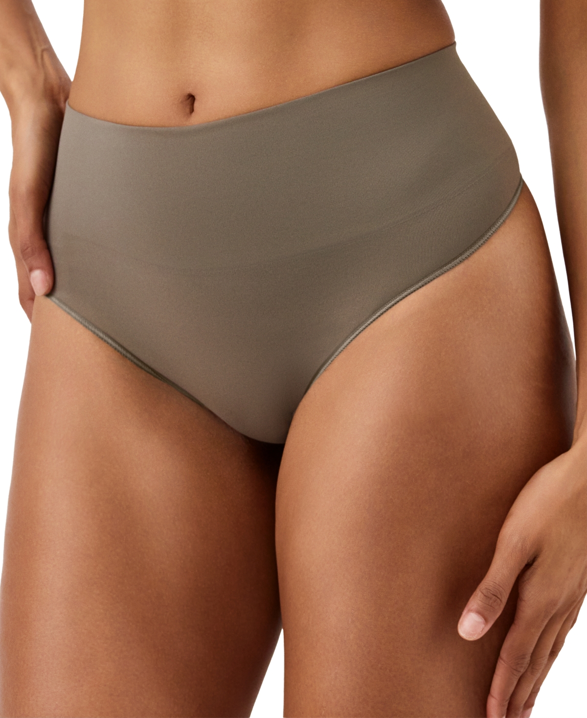 Shop Spanx Women's Ecocare Shaping Thong Underwear 40048r In Dusty Olive