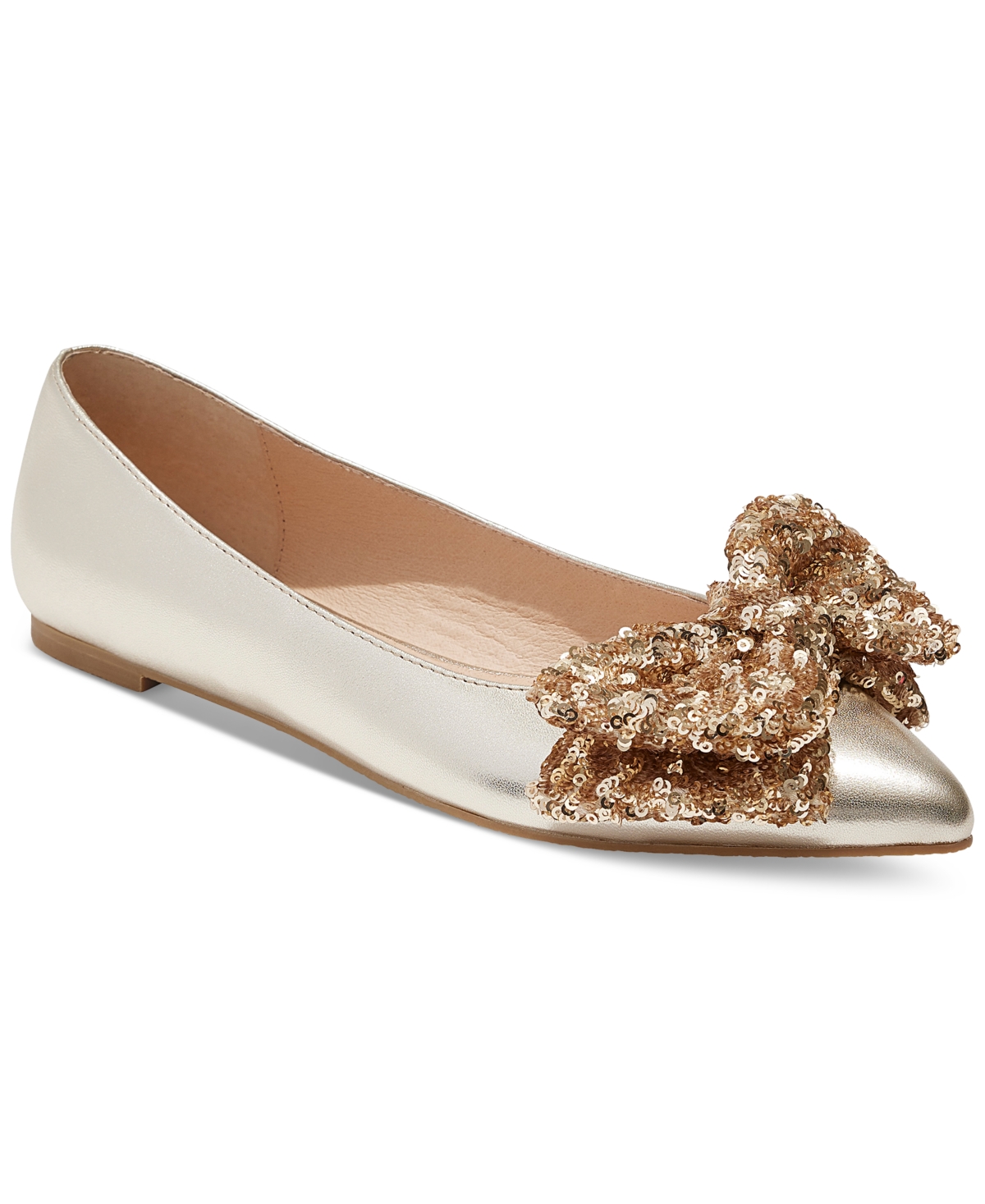 Women's Debra Slip-On Bow Ballet Flats - Platinum Sparkle