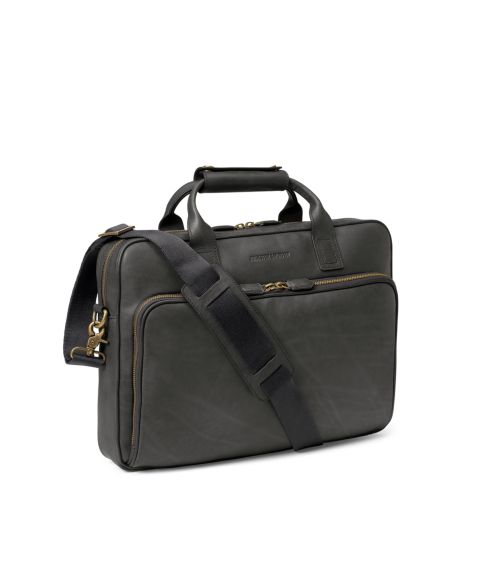 Мужская сумка Johnston & Murphy Rhodes Briefcase, цвет: Чёрный кожаный
