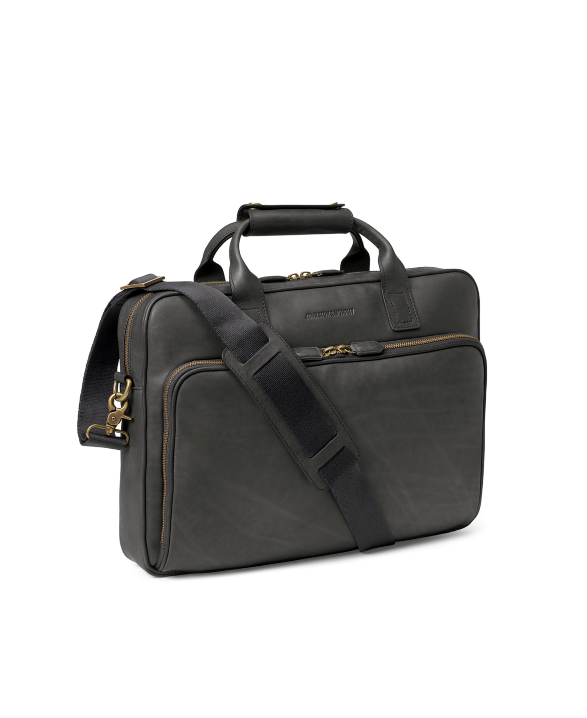 Johnston & Murphy Men's Rhodes Briefcase In Black Full Grain Leather