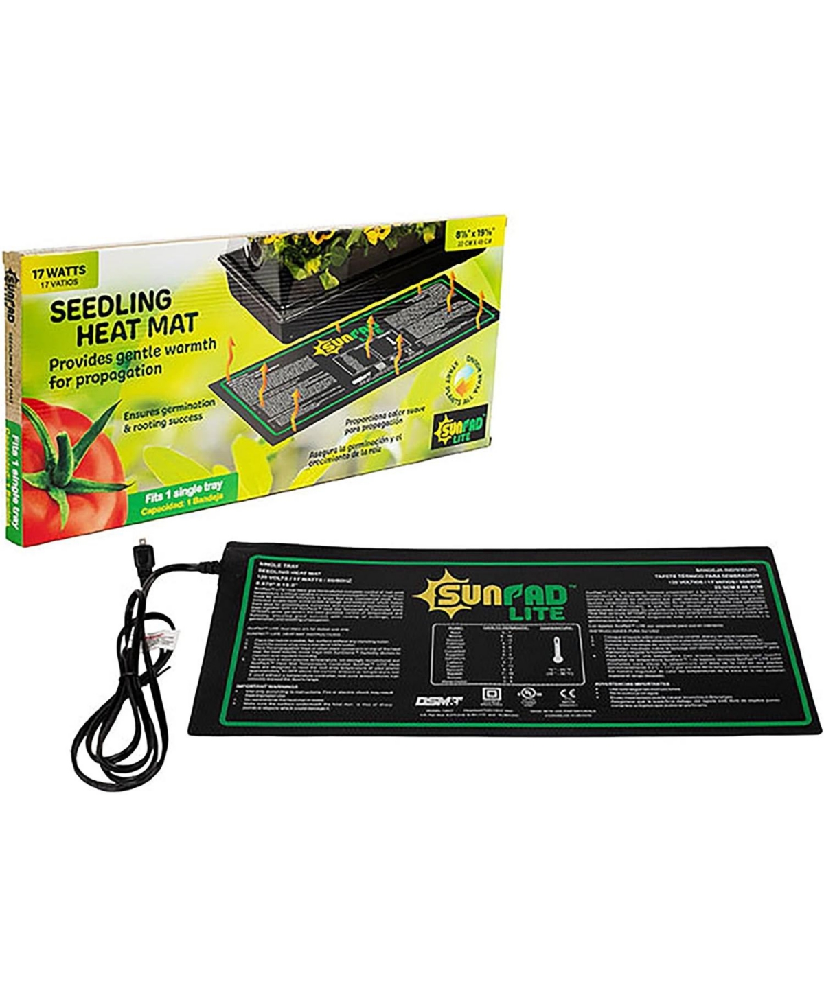Lite 17W Propagation Heating Mat for Seeds, 9 Inches x 19.5 Inches - Multi