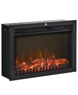 24" Electric Fireplace Insert, Retro Recessed Fireplace Heater with Realistic Flame, Remote Control and Adjustable Brightness, 750/1500W, Black